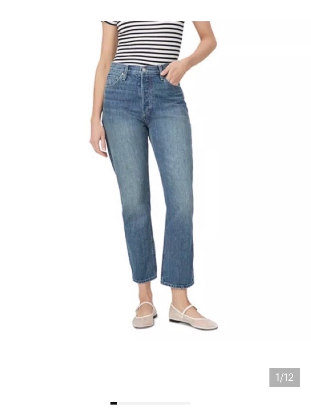 PAIGE Billy Classic High-Rise Straight Leg cropped jeans - Blue- size 27